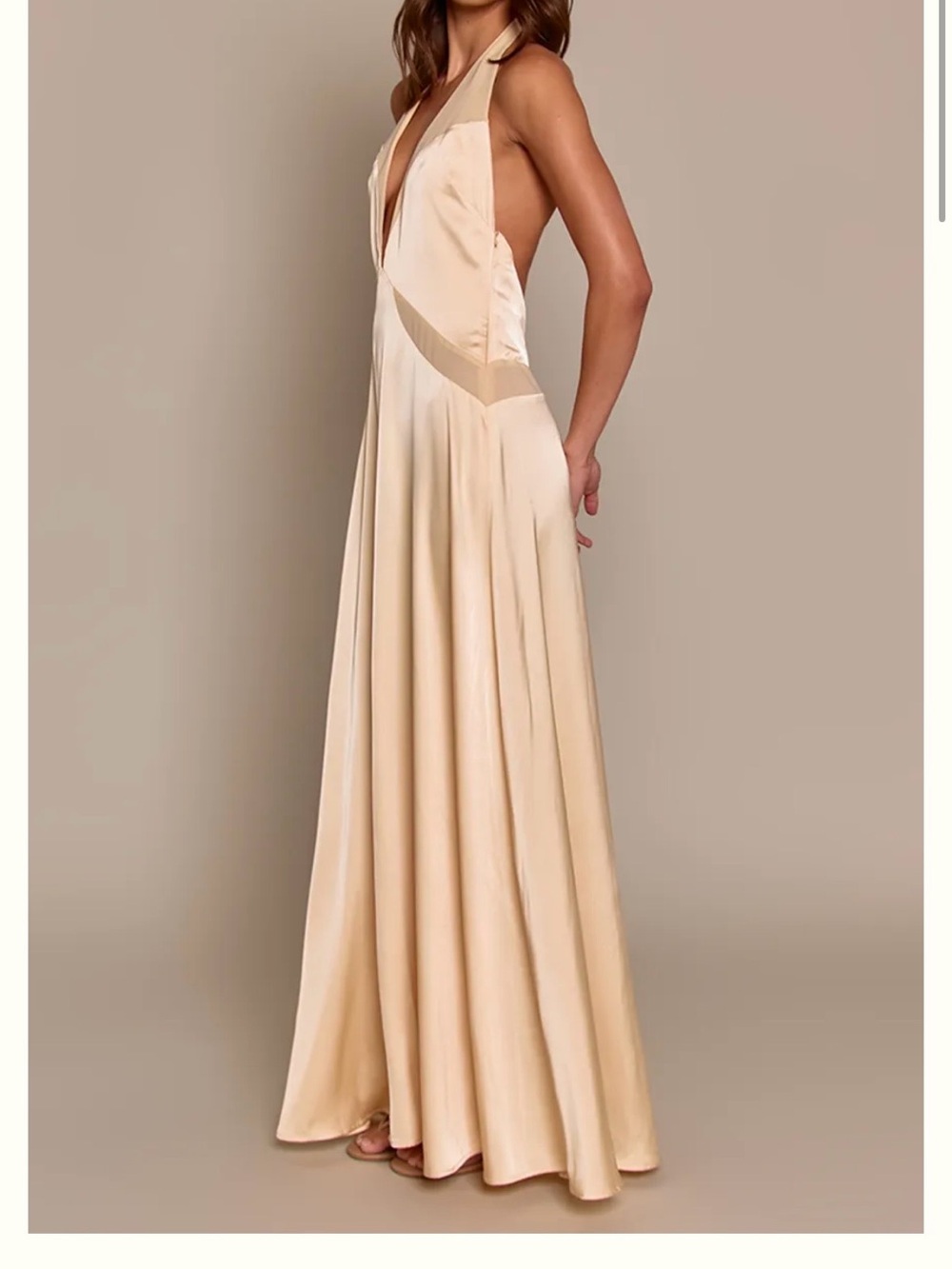 PrettyLittleThing Pale Peach Halter Maxi Dress